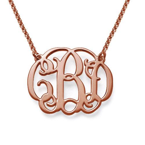 Monogram Necklace in Rose Gold Plating