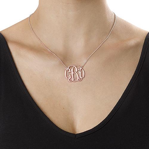 Monogram Necklace in Rose Gold Plating