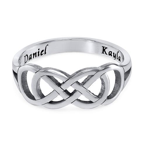 Double Forever Love Ring with Engraving in Silver