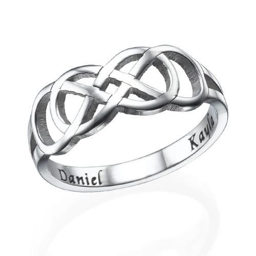 Double Forever Love Ring with Engraving in Silver