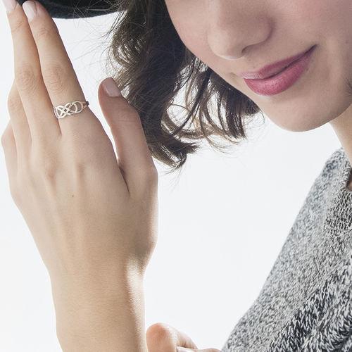 Double Forever Love Ring with Engraving in Silver