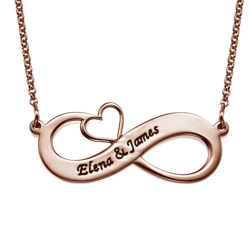 Forever Love Necklace with Heart Rose Gold Plated