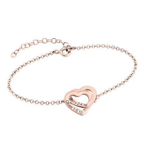 Connected Hearts Adjustable Bracelet with 18k Rose Gold Plating