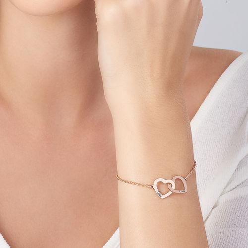 Connected Hearts Adjustable Bracelet with 18k Rose Gold Plating