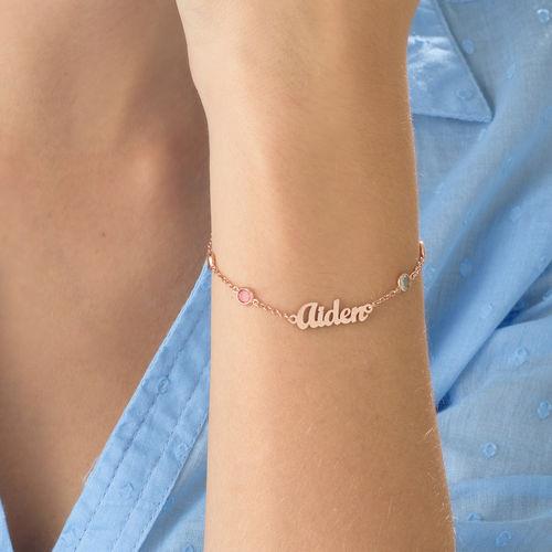 Rainbow Name Bracelet in Rose Gold Plating