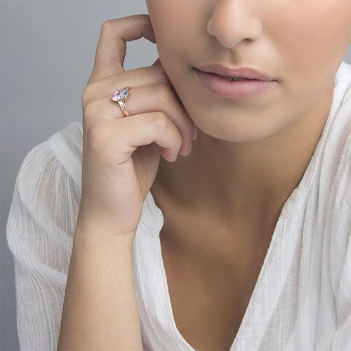 Our Hearts Name Ring in 18k Rose Gold Plating