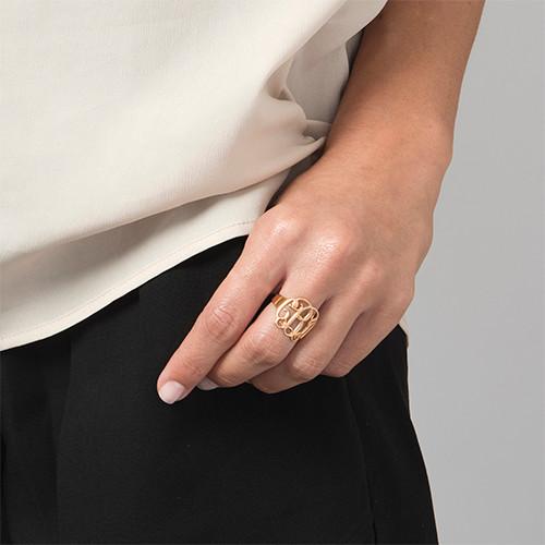 Monogram Ring with 18k Rose Gold Plating