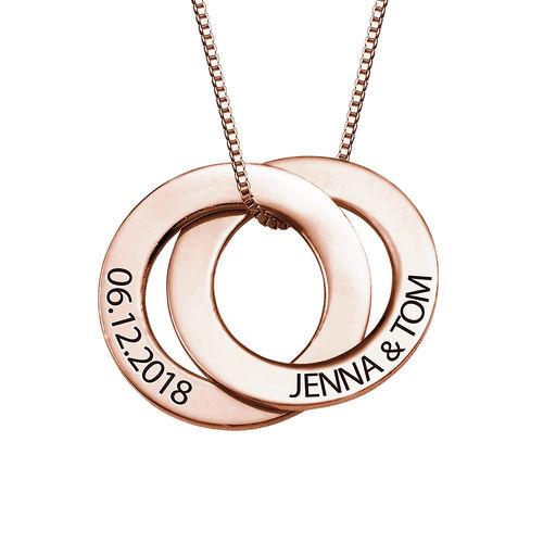 Locked Circles 2 Discs Necklace Rose Gold Plated