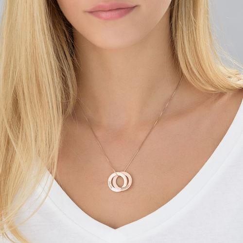 Locked Circles 2 Discs Necklace Rose Gold Plated