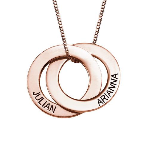 Locked Circles 2 Discs Necklace Rose Gold Plated