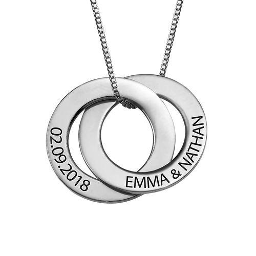 Locked Circles 2 Discs Necklace Sterling Silver