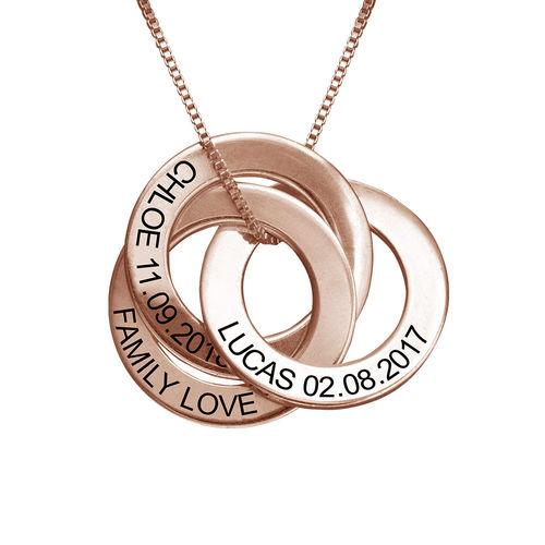Locked Circles 3 Discs Necklace Rose Gold Plated