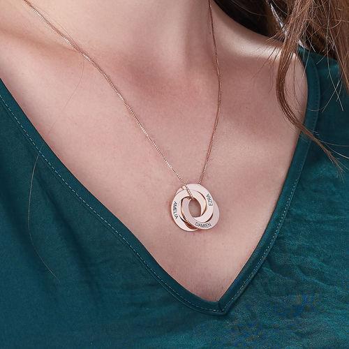 Locked Circles 3 Discs Necklace Rose Gold Plated