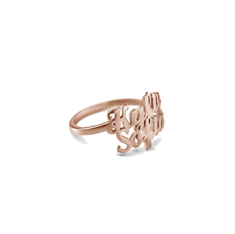 My Crush Ring Two Names Rose Gold Plated