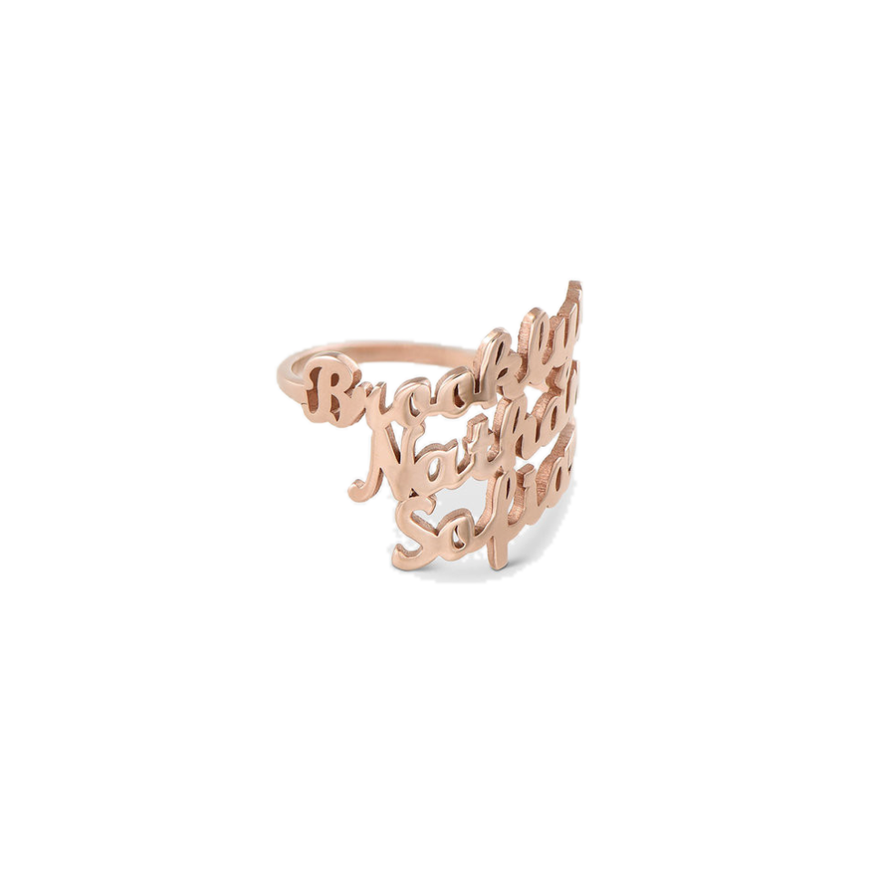 My Crush Ring Three Names Rose Gold Plated