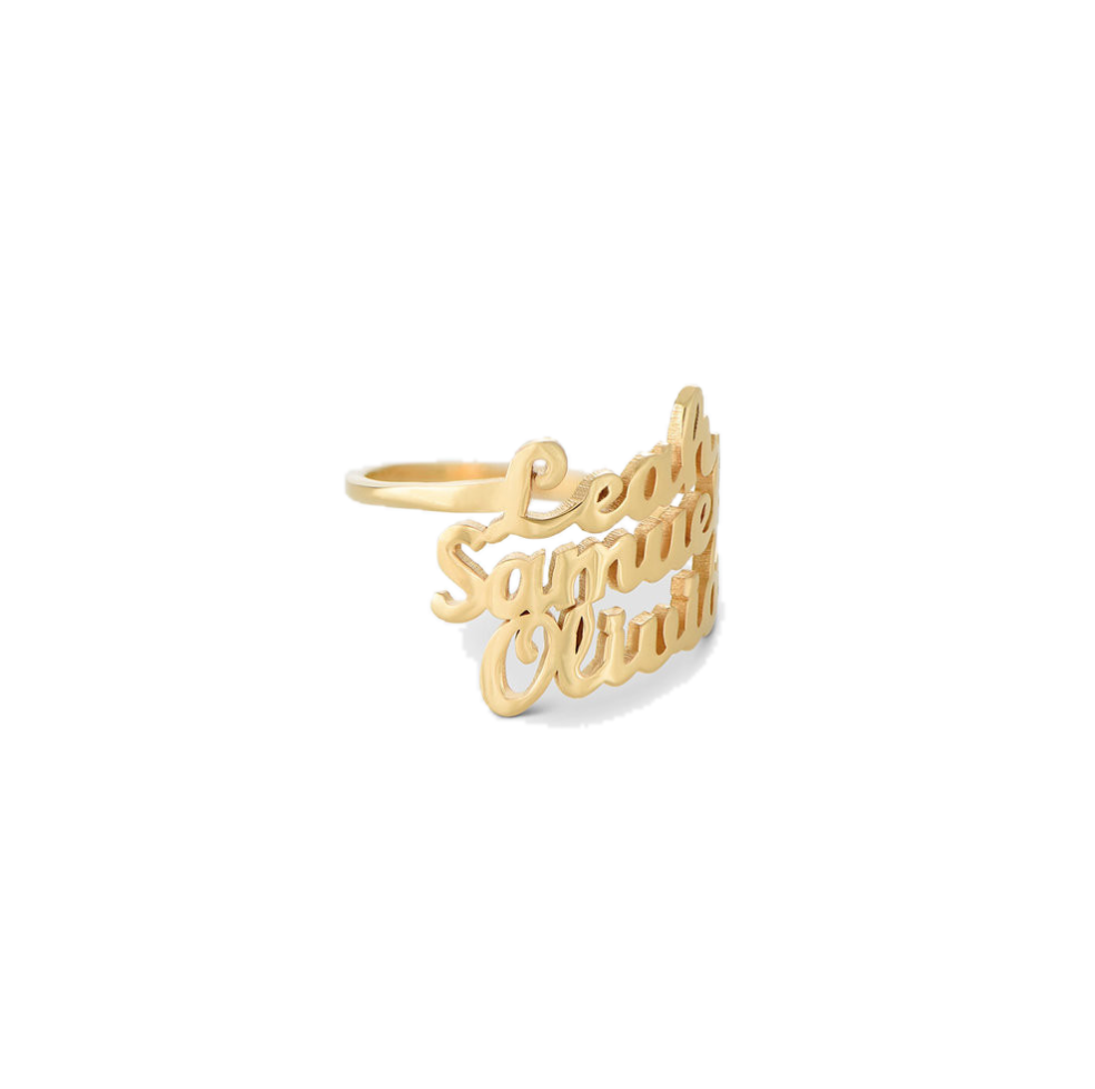 My Crush Ring Three Names Gold Plated