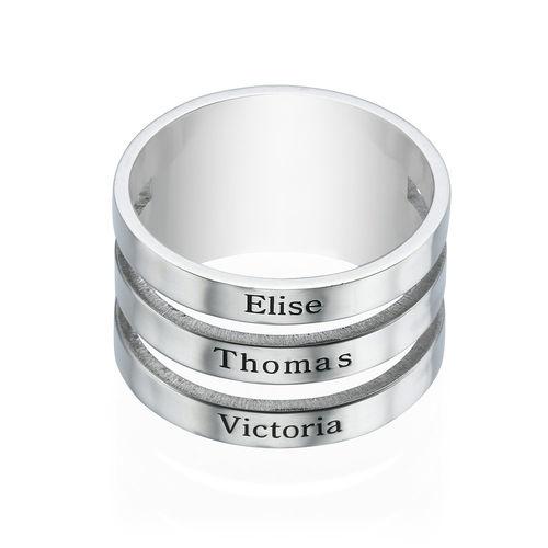 Stylish PURE LOVE Silver Ring with 3 names