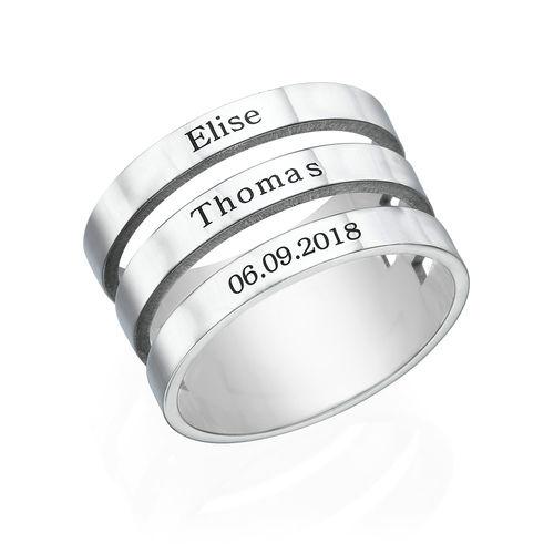 Stylish PURE LOVE Silver Ring with 3 names
