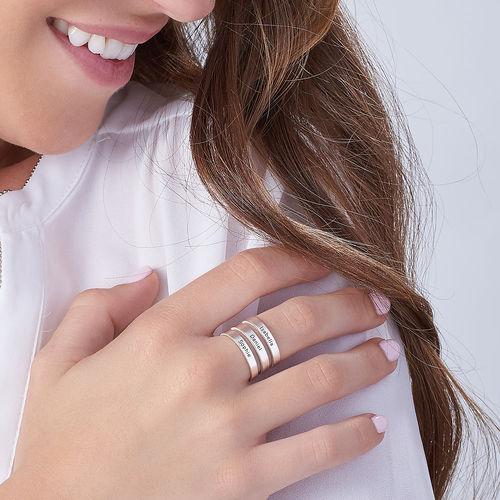 Stylish PURE LOVE Silver Ring with 3 names