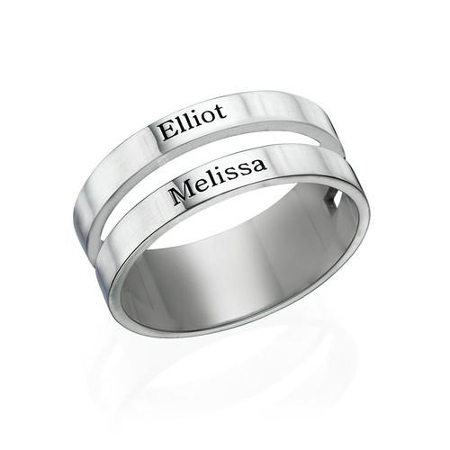Stylish PURE LOVE Silver Ring with 2 names