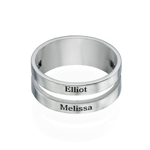 Stylish PURE LOVE Silver Ring with 2 names