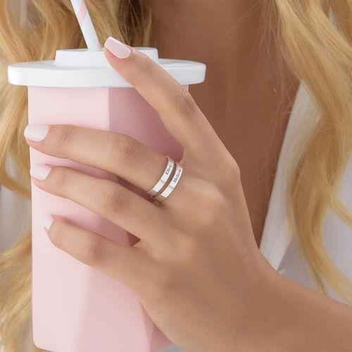 Stylish PURE LOVE Silver Ring with 2 names