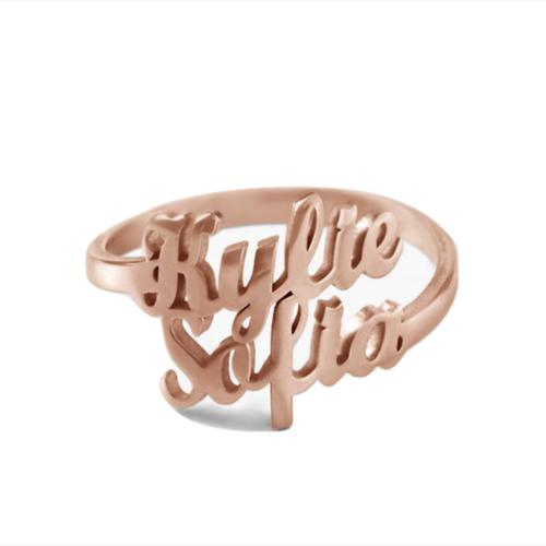 My Crush Ring Two Names Rose Gold Plated