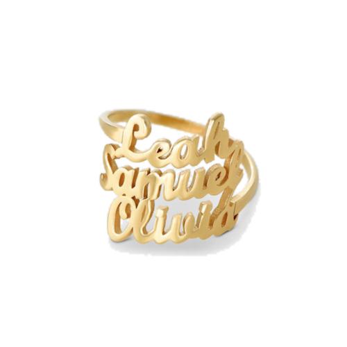 My Crush Ring Three Names Gold Plated